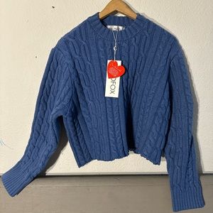 NWT Wildfox Cable Knit Sweater Blue Size S small